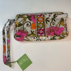 Vera Bradley Pink and Green Floral Wristlet NWT